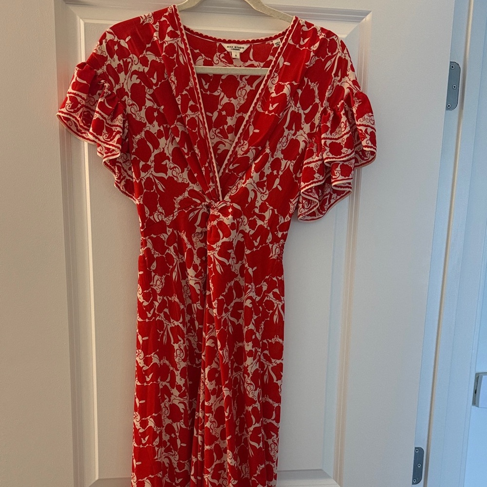 Max Studio Red and White Floral Dress